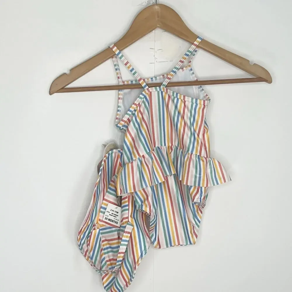 First Impression Girls One Piece Swimsuit and Hat Size 24 Months